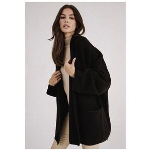 Beryll 100% Cashmere Cocoon Open Front Cardigan Black Oversized One Size Cozy